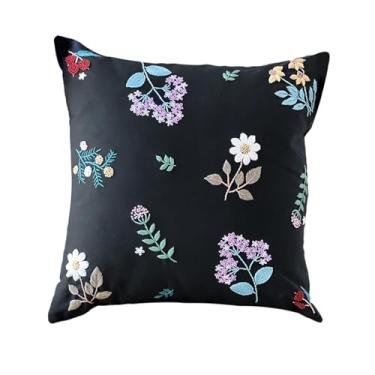 Imagem de Baoblaze Kit de capa de almofada bordada Kit de fronha decorativa DIY meio acabada Ponto cruz para suprimentos de costura Sofá, Flores