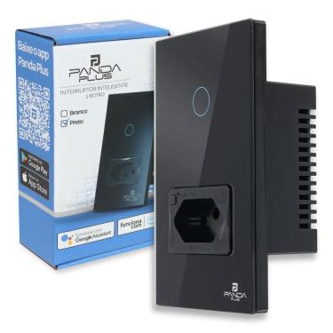 Imagem de Interruptor Inteligente Wifi 1 Botão Touch 1 Tomada 16A Bivolt App Smartlife Tuya PandaPlus Comando De Voz Alexa Google Assistente