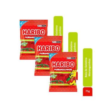 Imagem de Kit 3 Bala Haribo Moranguinhos 75g