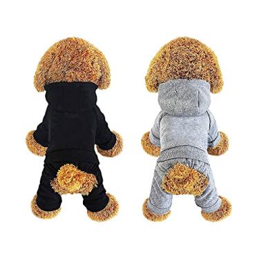 Imagem de Moletom com capuz para cães, macacão para animais de estimação, moletom de lã com botões, roupas para cães, casacos para clima frio para cães, pijama para cães, moletom de algodão quente de inverno, moletom com capuz com 4 pernas roupas para cães pequenos médios e grandes gatos menino menina