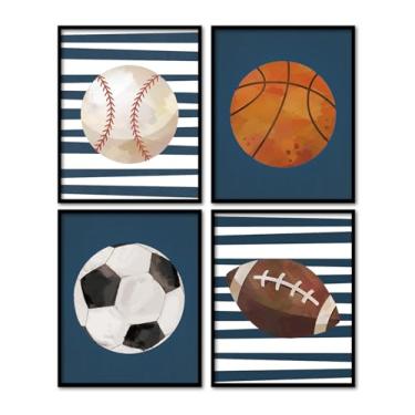 Imagem de foedor Decoração de quarto azul marinho, pôsteres de futebol para meninos, decoração de parede de futebol para quarto de meninos, decoração esportiva para quarto de meninos, arte de parede vintage