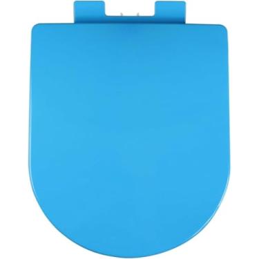 Imagem de Tampa Do Vaso Sanitário Em Forma De D Assento De Vaso Sanitário De Fechamento Suave Com Liberação Rápida, Assentos Sanitários De Fixação Superior Com Dobr, One Color, Dark Blue