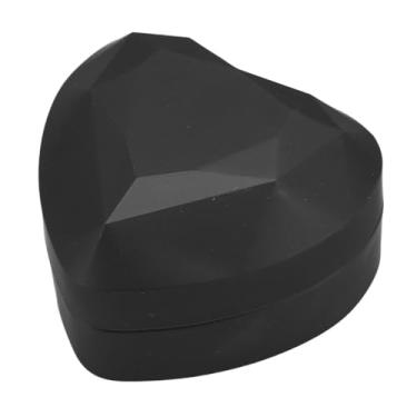 Imagem de Caixa de Pendente, Caixa de Colar de Pendente Portátil Com Luz LED de Grande Capacidade de Revestimento Macio Em Forma de Coração Jóias LED Caixa de Presente para o Casamento de (Preto)