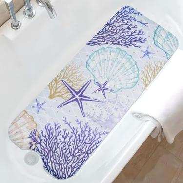 Imagem de Tapete de banheira oceânico antiderrapante, tapete de banho de bebê fofo para banheira, tapete de banheira de borracha, conchas corais, tapetes de banho infantis para banheiro, tapete de chuveiro
