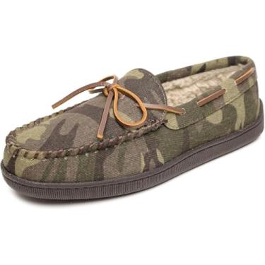 Imagem de Minnetonka Pantufas de mocassim forradas em pilha para crian as, Estampa de camuflagem verde, 1 Little Kid