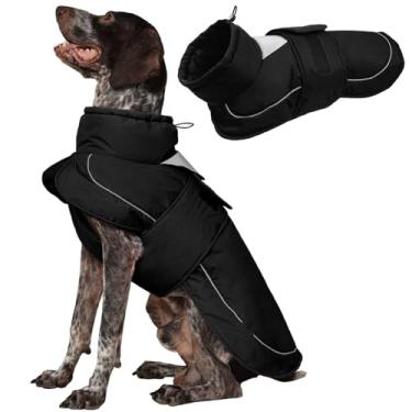 Imagem de Kuoser Jaqueta para cães, casacos para cães grandes, colete impermeável de inverno para cães grandes, casaco refletivo para clima frio, jaqueta acolchoada de gola rolê à prova de vento roupas de neve