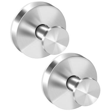 Imagem de TACGEA Ganchos de ventosa para chuveiro, ganchos de toalha de metal removíveis para banheiro e cozinha, pacote com 2, prata