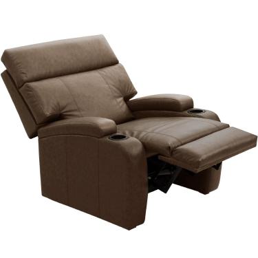 Imagem de Poltrona do Papai Fixa Sala de Estar Kim T03 Couro Soft Marrom - Lyam Decor