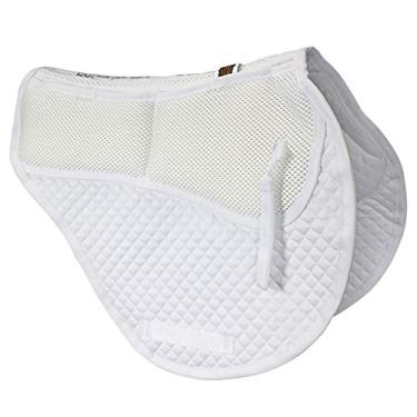Imagem de ECP Equine Comfort Products Almofada de selim 3D Air Ride com malha de absorção de choque, parte inferior antiderrapante, calços de espuma de memória ajustáveis, ventilação respirável, conforto de