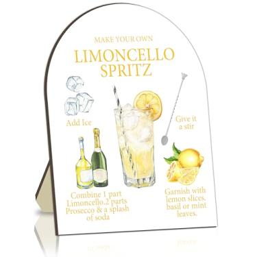 Imagem de Placa de bar Limoncello Spritz, placa de receita de bar de coquetel para chá de panela, placas de mesa de despedida de solteira, placa de boas-vindas de estação de coquetel caseiro, tábua de receitas