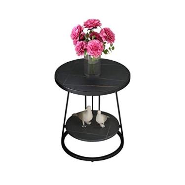 Imagem de Mesa de centro de design simples moderna mármore varanda redonda pequena mesa de centro sofá mesa lateral armário pequeno mesa de canto luz luxuosa sala de estar mesa de canto mesa de canto