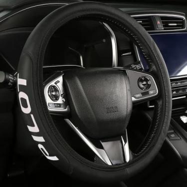 Imagem de Capa de volante de couro compatível com o tamanho universal do carro piloto