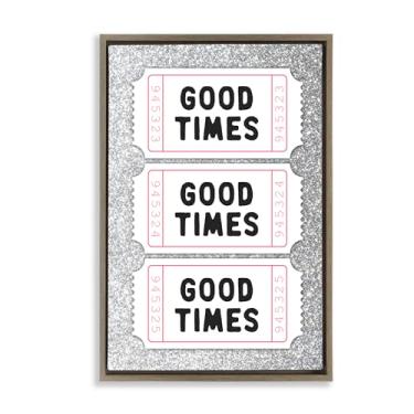 Imagem de Stupell Industries Good Times Glam Tickets Brown Framed Floater Canvas Wall Art, design por Lettered and Lined, 78 x 53 cm
