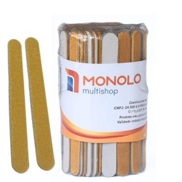 Imagem de 100 Lixas Unha Mini Descartáveis Manicure Pedicure 8 Cm Salão Profissional Beleza Cutícula Unha Podóloga Brinde Mimo Outubro Rosa Eventos Marca Monolo Multishop (Parda, unidade, 100, Grão 100/180)