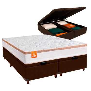 Imagem de Cama Box Bau + Colchão Casal Molas Ensacadas Isis Real Inducol