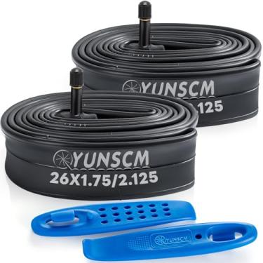 Imagem de Tubos internos de 26 polegadas YunSCM 26x1,75/1,90/1,95/2,10/2,125 tubos internos de substituição para válvula Schrader de 32 mm MTB tubos internos de bicicleta pneus de borracha butílica durável