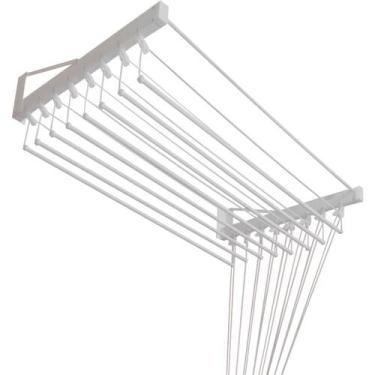 Imagem de Varal Individual De Parede 180cm x 10 Varetas - Em Alumínio Branco - V