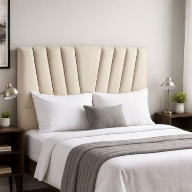 Imagem de Cabeceira Cama Box Solteiro 90 cm Lizza em Linho Com Frame - Black Hou