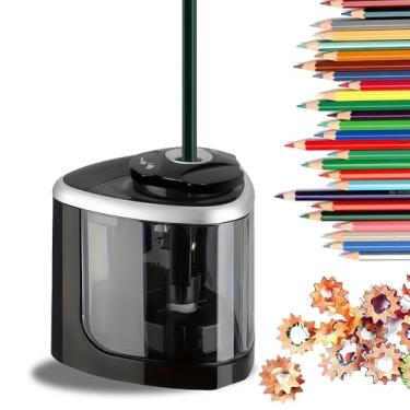 Imagem de Apontador de lápis operado por bateria, afiação rápida, adequado para NO.2/desenho/lápis de cor (6-9 mm), apontador de lápis elétrico portátil (preto sem bateria)