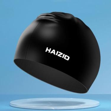 Imagem de 1 touca de natação de silicone para adultos para homens e mulheres, touca de natação de silicone com cabeça ampliada e inquebrável