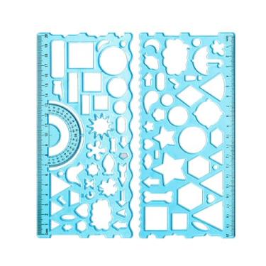 Imagem de Um conjunto de 2 réguas de desenho geométrico diferentes, régua de pintura multifuncional para estudantes, conjunto dois em um, materiais de aprendizagem, régua de pintura de arte geométrica