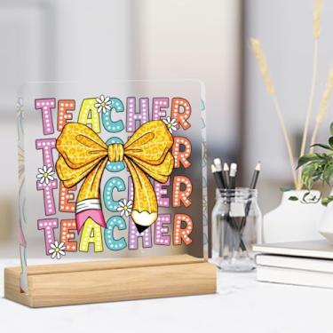 Imagem de Presentes de agradecimento para professores de Coquete Preppy para música, matemática, dança, ciências, professor, placa acrílica, decoração de mesa para casa, casa de fazenda, escritório
