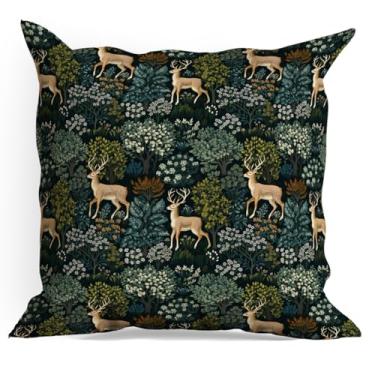 Imagem de Capas de almofada florestais, pacote com 18 x 18, retrô, floresta, floral, para sala de estar, casa de fazenda, quarto, sofá, cama, assento de carro, decoração de almofada estética