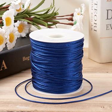 Imagem de 1 rolo de fio de nylon de 1 mm, cordão de cetim de rabo de rato, material para fazer você mesmo, cordão de nylon para colar, pulseira, joias, artesanato feito à mão, 70 m)/rolo (azul noturno)