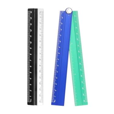 Imagem de Generic Kit de régua dobrável e reta 30/15 cm transferidor de plástico de liga de alumínio métrico régua angular dobrável para sala de aula em casa, escritório, azul-verde