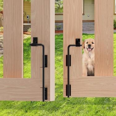 Imagem de Haste de queda de portão de cana de 30,5 cm, trava quadrada para uso pesado, parafusos de cana para portões de cercas de metal e vinil de madeira (acabamento preto, pacote com 2)