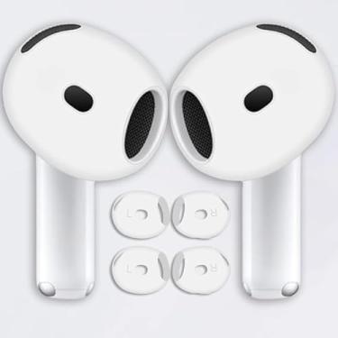 Imagem de 2 pares de fones de ouvido antiderrapantes ultrafinos para AirPods 4, capas de substituição de fones de ouvido de silicone macio para Air Pods 4, branco