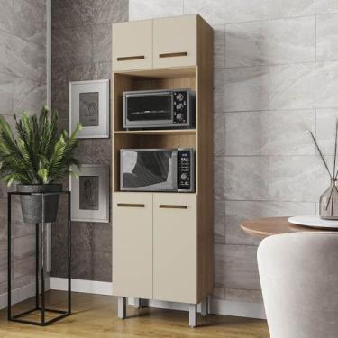 Imagem de Paneleiro Íris 4 Portas Cozinha MB1 200cm - Amarena Móveis, Savana Off