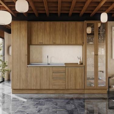 Imagem de Cozinha Modulada Celeste Kappesberg 100% Mdf Nogueira 300cm
