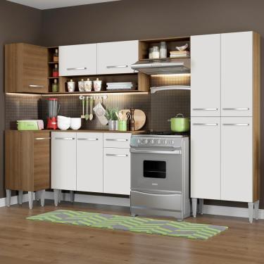 Imagem de Cozinha Canto Reto Emilly 353 Armário e Balcão Branco Madesa