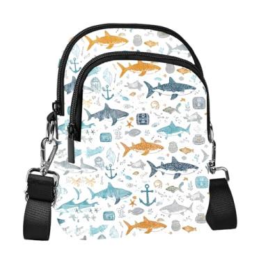 Imagem de Yrebyou Bolsa tiracolo feminina Shark pequena para celular, leve, com alça ajustável para viagem, dourada