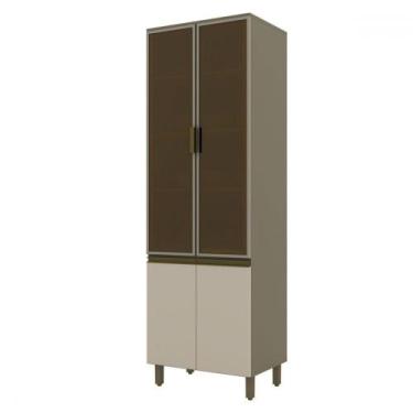 Imagem de Cristaleira évelin 4 Portas 4 Prateleiras Duna/Cristal - Henn, Cinza