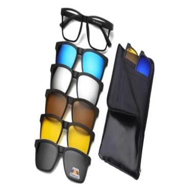 Imagem de Armação Óculos Grau Clipon Masculino Quadrada 5 em 1 Hawaii - Palas Ey