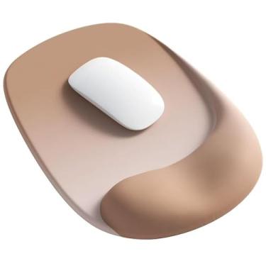 Imagem de KUTAKTO Mouse pad ergonômico, protetor de pulso científico preenchido com gel, tecido de lycra para escritório e jogos eficientes, base antiderrapante adequada para todas as mesas (marrom caramelo