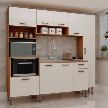 Imagem de Cozinha Compacta Essência 100% MDF 9 Portas 1 Gaveta Frejó e Off White