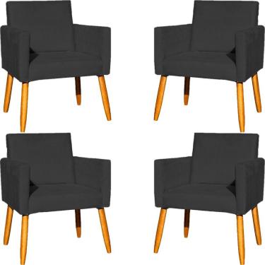 Imagem de Kit 4 Poltronas Para Recepção Nina Suede Cores Pé Palito 30cm Castanho - Suede