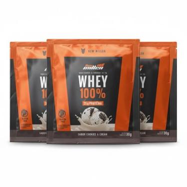 Imagem de Kit 3 Whey Protein 100% 21G Proteina Cookies&Cream Sache - New Millen