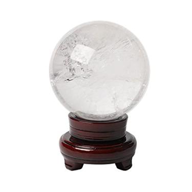 Imagem de YWangQiang Bola de cristal requintada Feng Shui bola de cristal branco natural decoração de mesa bola de transferência ornamentos de entrada para sala de estar (tamanho: 6 cm) (3 cm)