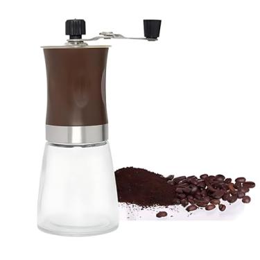 Imagem de Moedor Manual de Café – Ajuste de Moagem Fina a Grossa – Moinho Portátil com Manivela, Lâmina de Aço Inoxidável e Recipiente de Vidro – Design Ergonômico para Café Fresco em Casa ou Viagem