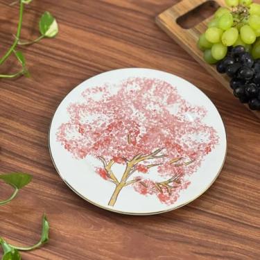 Imagem de Cerâmica Ypê com Filete de Ouro Scallla (Rosa, Prato para sobremesa 6un)