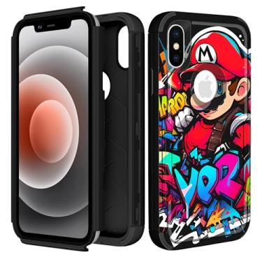 Imagem de JoySolar Capa de telefone resistente para iPhone X/XS para meninos e meninas - capa protetora contra quedas de corpo inteiro militar com desenho fofo legal e rígida, resistente