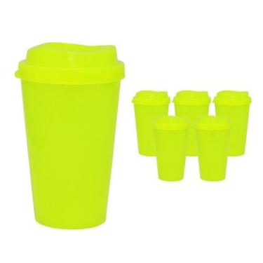 Imagem de Kit 6 Copos Mug Amarelo Neon 320Ml Plástico Premium - Bb Store