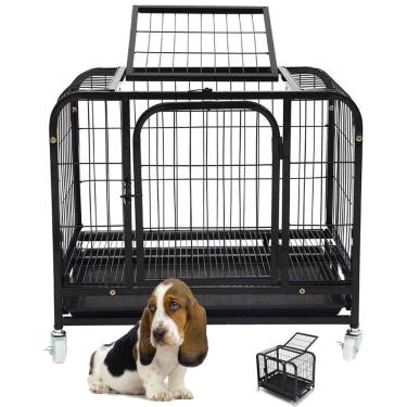 Imagem de Gaiola Pet Gato Cao Cachorro Canil Pet Shop Animal de Estimaçao Bandeja Removivel Rodinhas Transporte Resistente