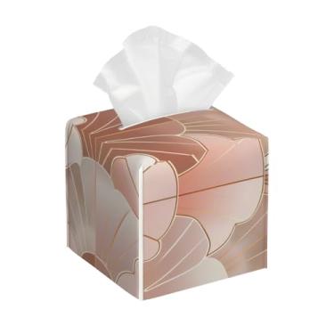 Imagem de Suporte quadrado de couro para caixa de lenços de papel à prova d'água, escama de peixe, rosa, organizador de papel facial com cinto inferior, estojo de lenços para mesa, banheiro, escritório, mesa