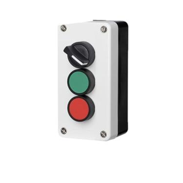 Imagem de Interruptor rotativo de duas posições + caixa de botão de reinicialização 10A vermelho verde à prova d'água controle industrial sem NC