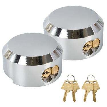 Imagem de Pomunty Pacote com 2 fechaduras de porta de reboque com chave iguais, fechaduras de disco de hóquei resistentes, cadeados ocultos reforçados com 4 chaves de aço sólido para trailers, caminhões,